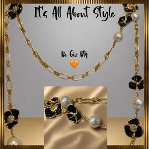 Authentic Tory Burch Black And Gold Necklace At Awesome Price To Buy Now & Save